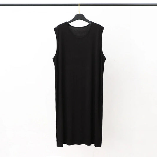 Modal Men'S Pajama Sleepwear Dress for Summer Vest Style Sleeveless Long Bathrobe Large Size Loose Soft Comfortable Night Dress