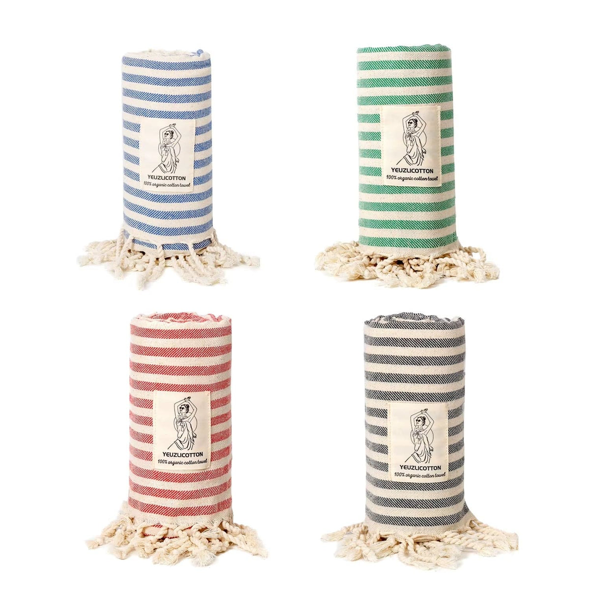 YEUZLICOTTON Hot Sale Luxury Striped Tassel 100% Cotton Sauna Spa Bath Towel for Home 100*180CM Travel Turkish Large Beach Towel