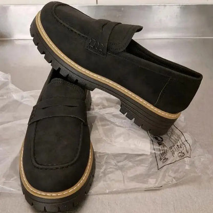 2025 New Autumn Loafers Large Size Casual British Style Shoes for Women Chunky Heel Flat Woman Shoes Retro Platform Sneakers