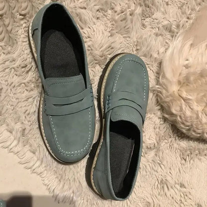 2025 New Autumn Loafers Large Size Casual British Style Shoes for Women Chunky Heel Flat Woman Shoes Retro Platform Sneakers