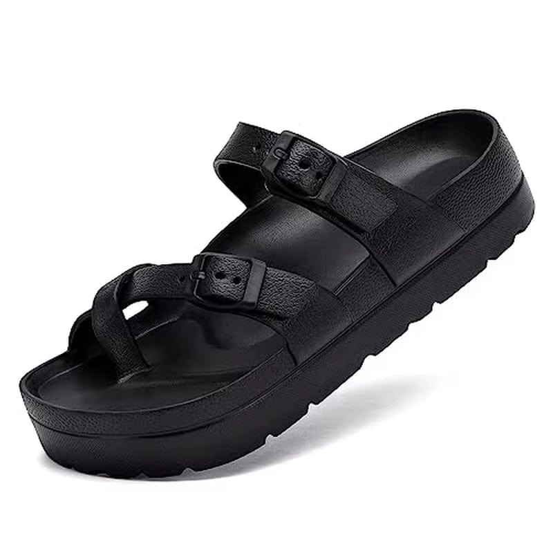 2025 Women'S Platform Sandals with Arch Support Lightweight Slip on Slides Summer Beach Sandals with Adjustable Buckle