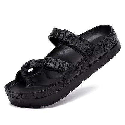 2025 Women'S Platform Sandals with Arch Support Lightweight Slip on Slides Summer Beach Sandals with Adjustable Buckle