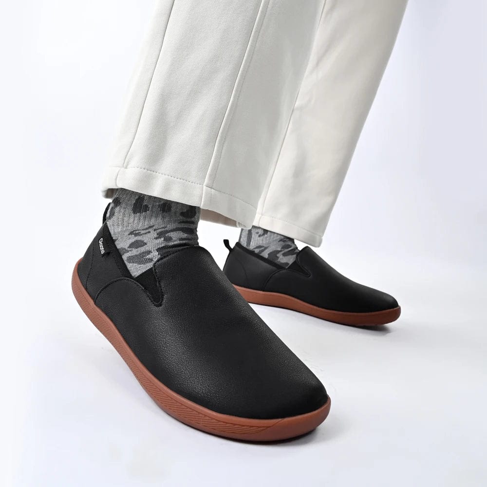 Oiaano Wide Toe Men Minimalist Shoes Comfortable Sneakers Leather Casual Shoes Black Slip on Leisure Loafers Drive Office