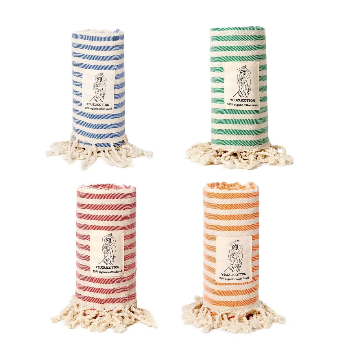 YEUZLICOTTON Hot Sale Luxury Striped Tassel 100% Cotton Sauna Spa Bath Towel for Home 100*180CM Travel Turkish Large Beach Towel