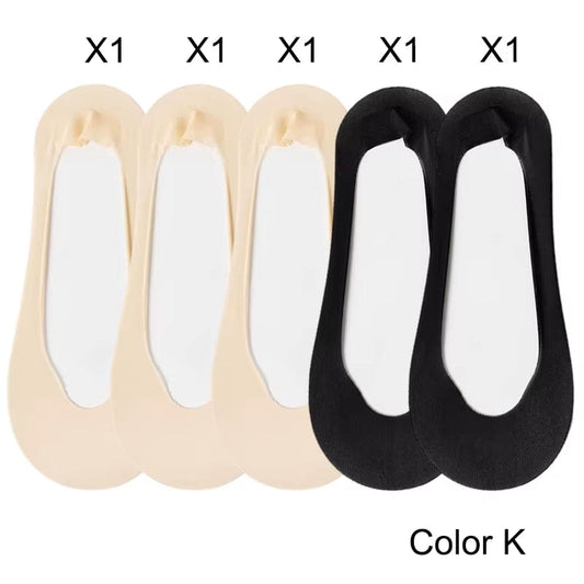 5 Pairs/ Lot Woman Socks New Summer Ultrathin Solid Color Invisible No Show Socks Set Breathable Anti-Slip Socks Slippers Casual