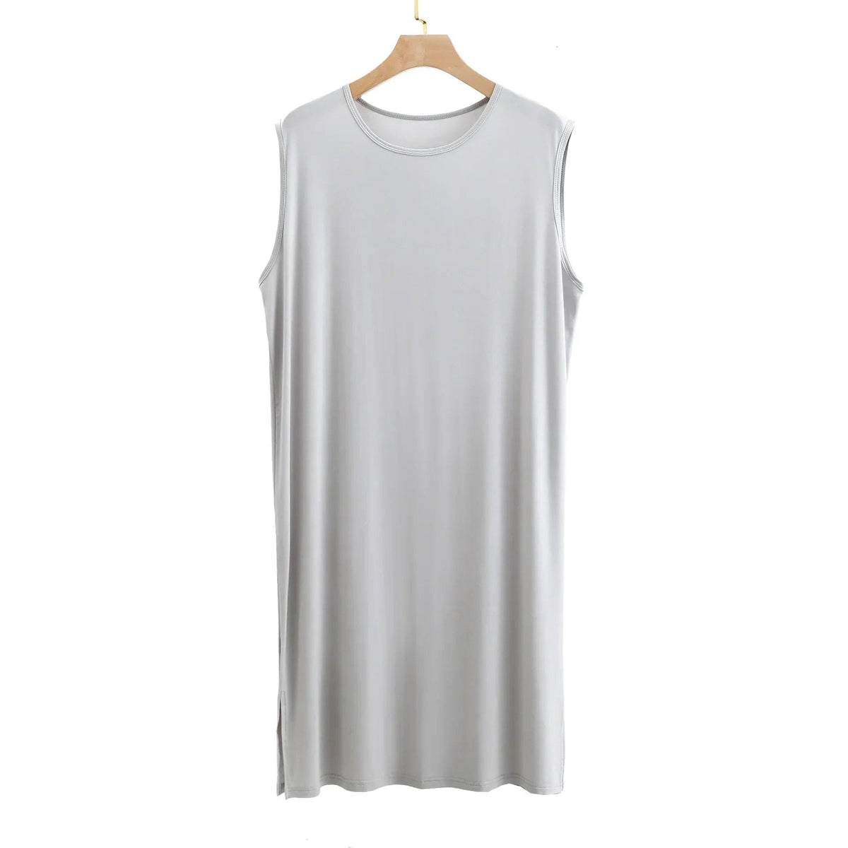 Modal Men'S Pajama Sleepwear Dress for Summer Vest Style Sleeveless Long Bathrobe Large Size Loose Soft Comfortable Night Dress