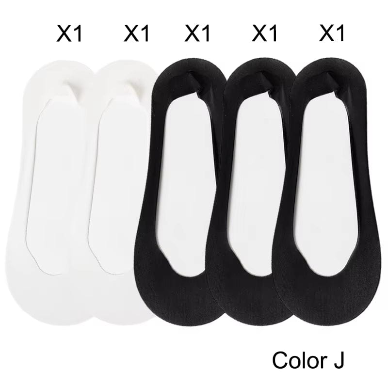 5 Pairs/ Lot Woman Socks New Summer Ultrathin Solid Color Invisible No Show Socks Set Breathable Anti-Slip Socks Slippers Casual