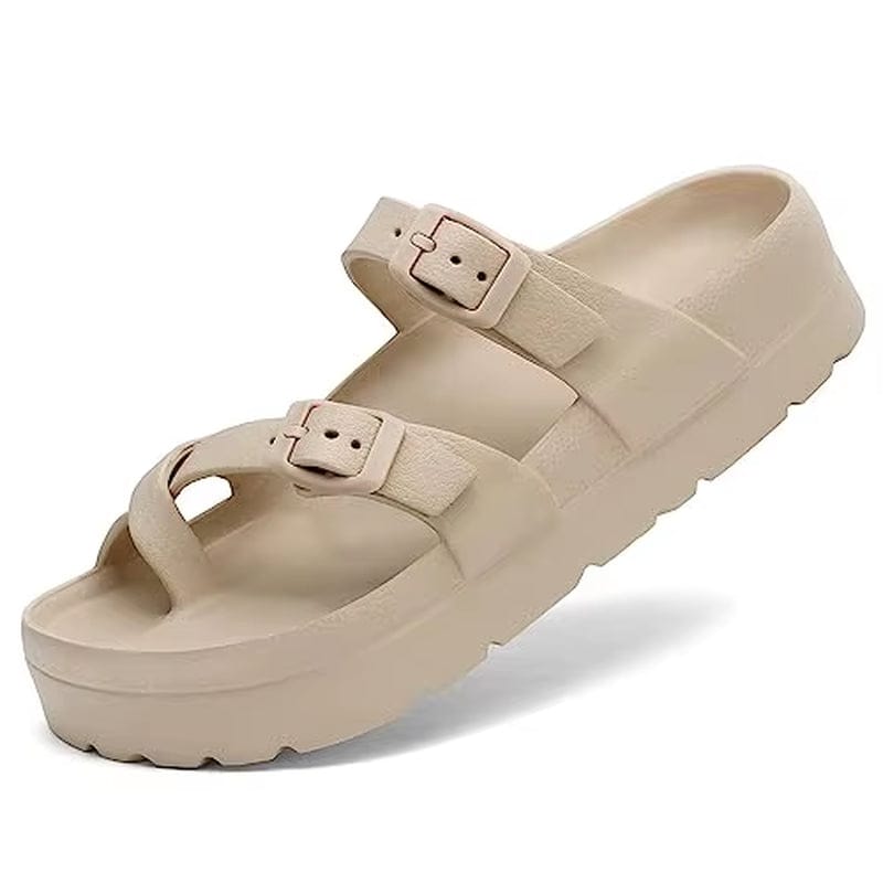 2025 Women'S Platform Sandals with Arch Support Lightweight Slip on Slides Summer Beach Sandals with Adjustable Buckle