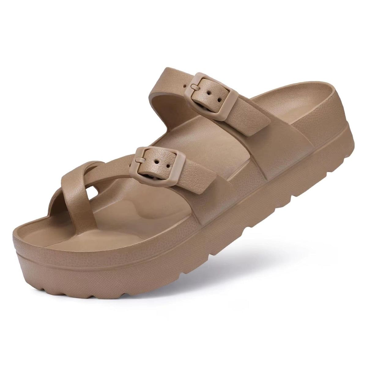 2025 Women'S Platform Sandals with Arch Support Lightweight Slip on Slides Summer Beach Sandals with Adjustable Buckle