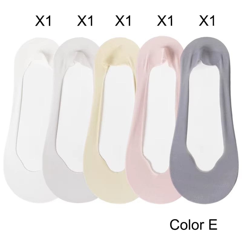 5 Pairs/ Lot Woman Socks New Summer Ultrathin Solid Color Invisible No Show Socks Set Breathable Anti-Slip Socks Slippers Casual