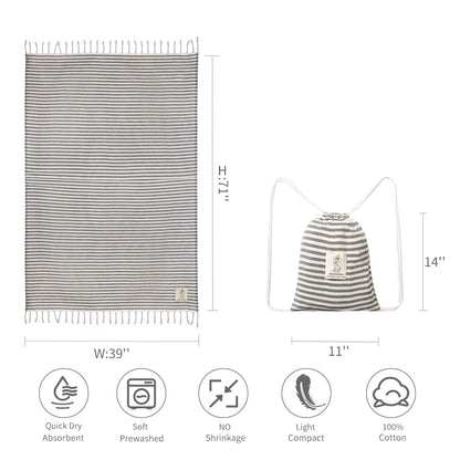 YEUZLICOTTON Hot Sale Luxury Striped Tassel 100% Cotton Sauna Spa Bath Towel for Home 100*180CM Travel Turkish Large Beach Towel
