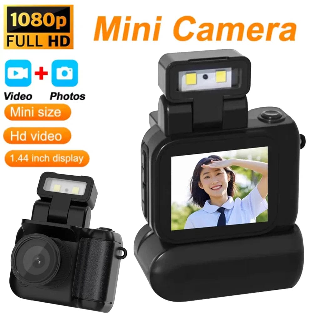Y4000 1080P HD Mini Camera with LCD Screen Flash Lamp Battery Dock Portable Video Recorder Retro Ultra Compact Small Camcorder