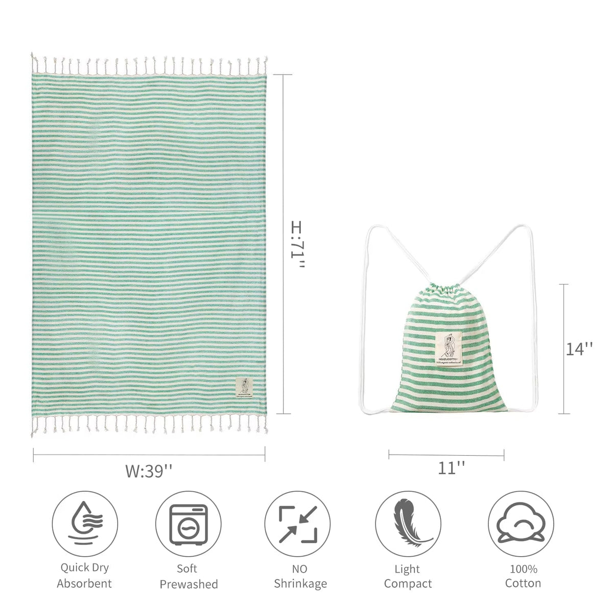 YEUZLICOTTON Hot Sale Luxury Striped Tassel 100% Cotton Sauna Spa Bath Towel for Home 100*180CM Travel Turkish Large Beach Towel