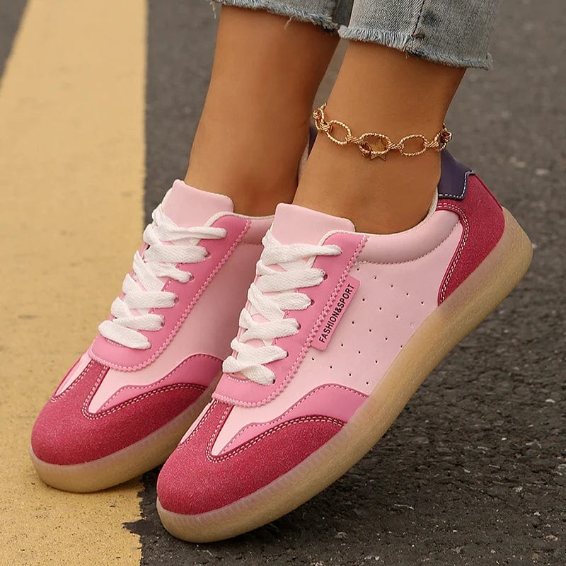 Women'S Fashion Mix Color Flat Sneakers Lightweight Lace up Soft Sole Walking Shoes Woman Comfortable Low Top Sneakers plus Size