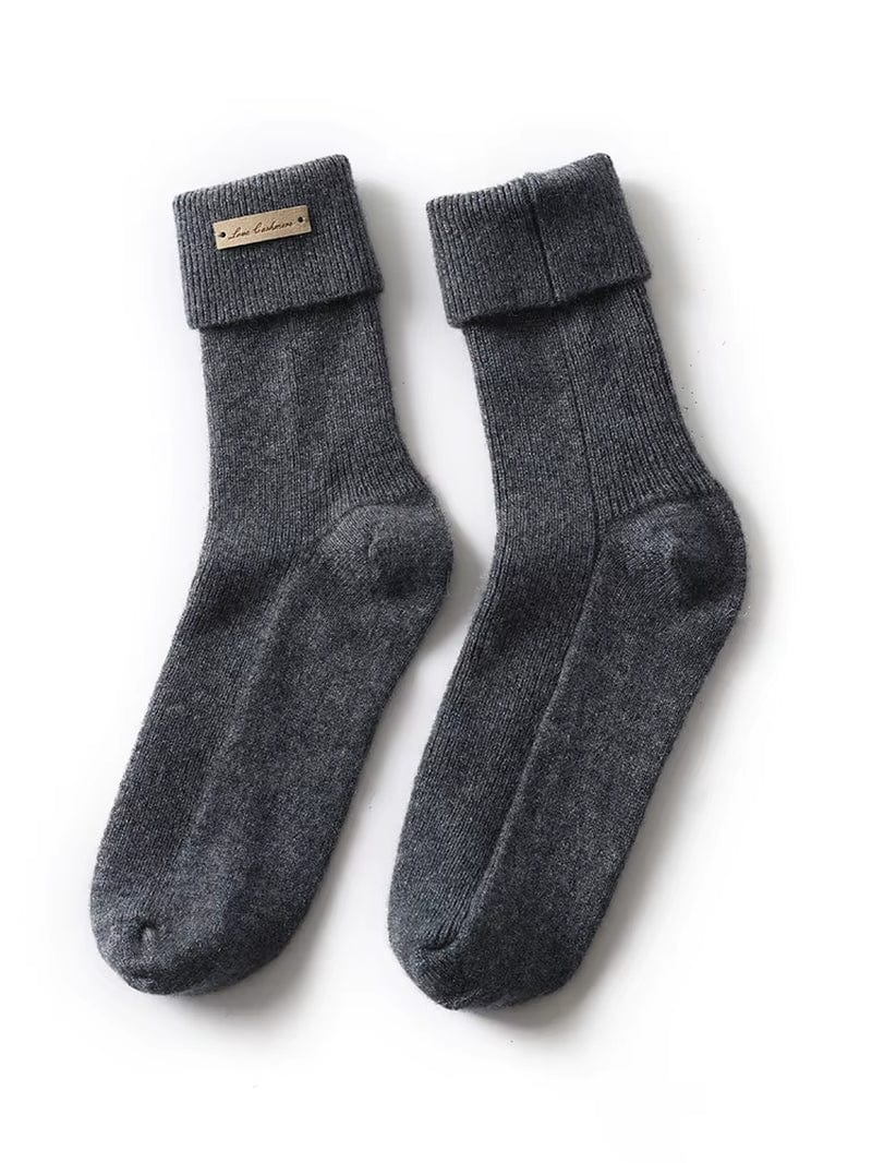 100% Pure Cashmere Lounge Socks Winter Women'S Knitted Home Hospital Warm Sleep Soft Mid-Calf Sock Luxurious Christmas Non Slip