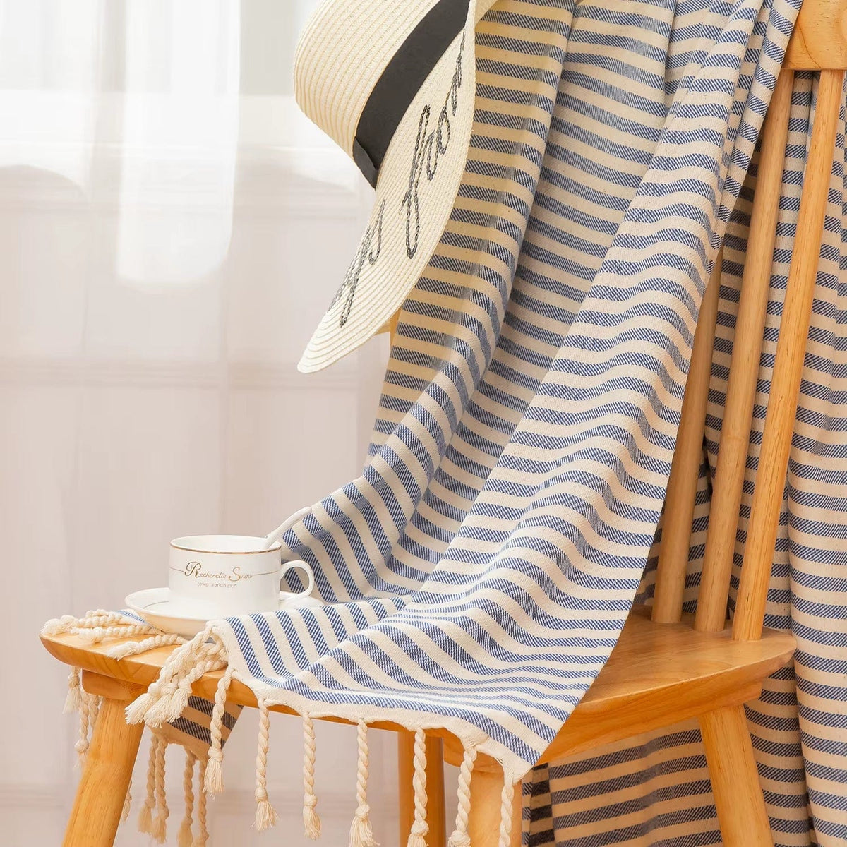 YEUZLICOTTON Hot Sale Luxury Striped Tassel 100% Cotton Sauna Spa Bath Towel for Home 100*180CM Travel Turkish Large Beach Towel