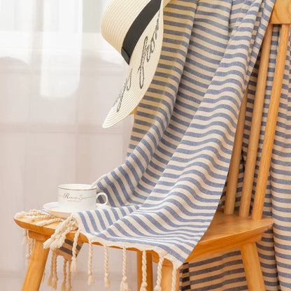 YEUZLICOTTON Hot Sale Luxury Striped Tassel 100% Cotton Sauna Spa Bath Towel for Home 100*180CM Travel Turkish Large Beach Towel