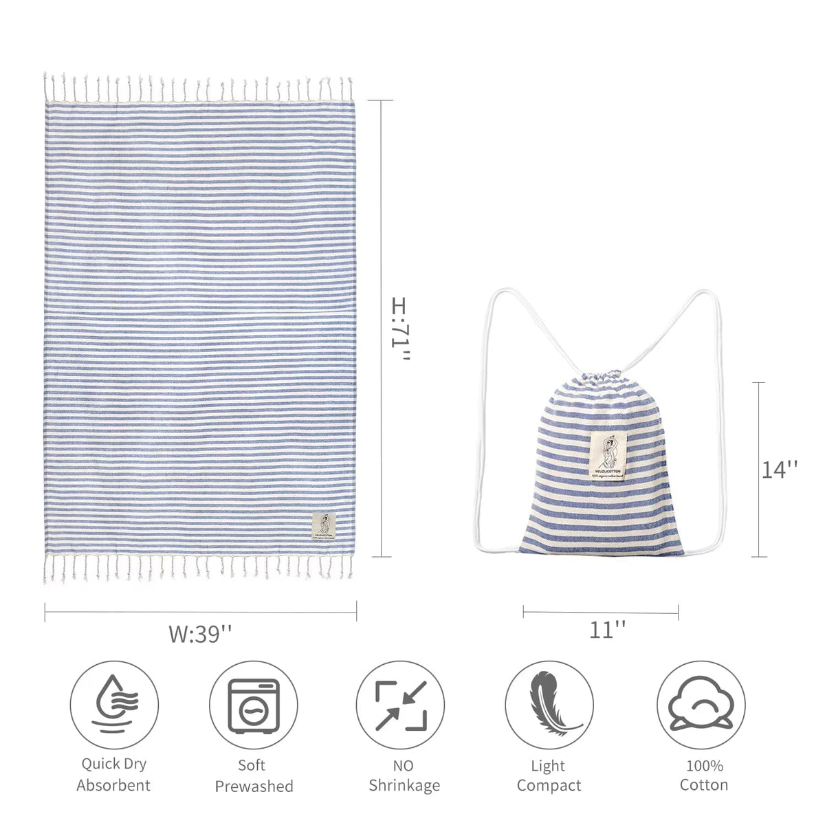 YEUZLICOTTON Hot Sale Luxury Striped Tassel 100% Cotton Sauna Spa Bath Towel for Home 100*180CM Travel Turkish Large Beach Towel