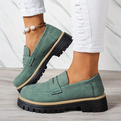 2025 New Autumn Loafers Large Size Casual British Style Shoes for Women Chunky Heel Flat Woman Shoes Retro Platform Sneakers