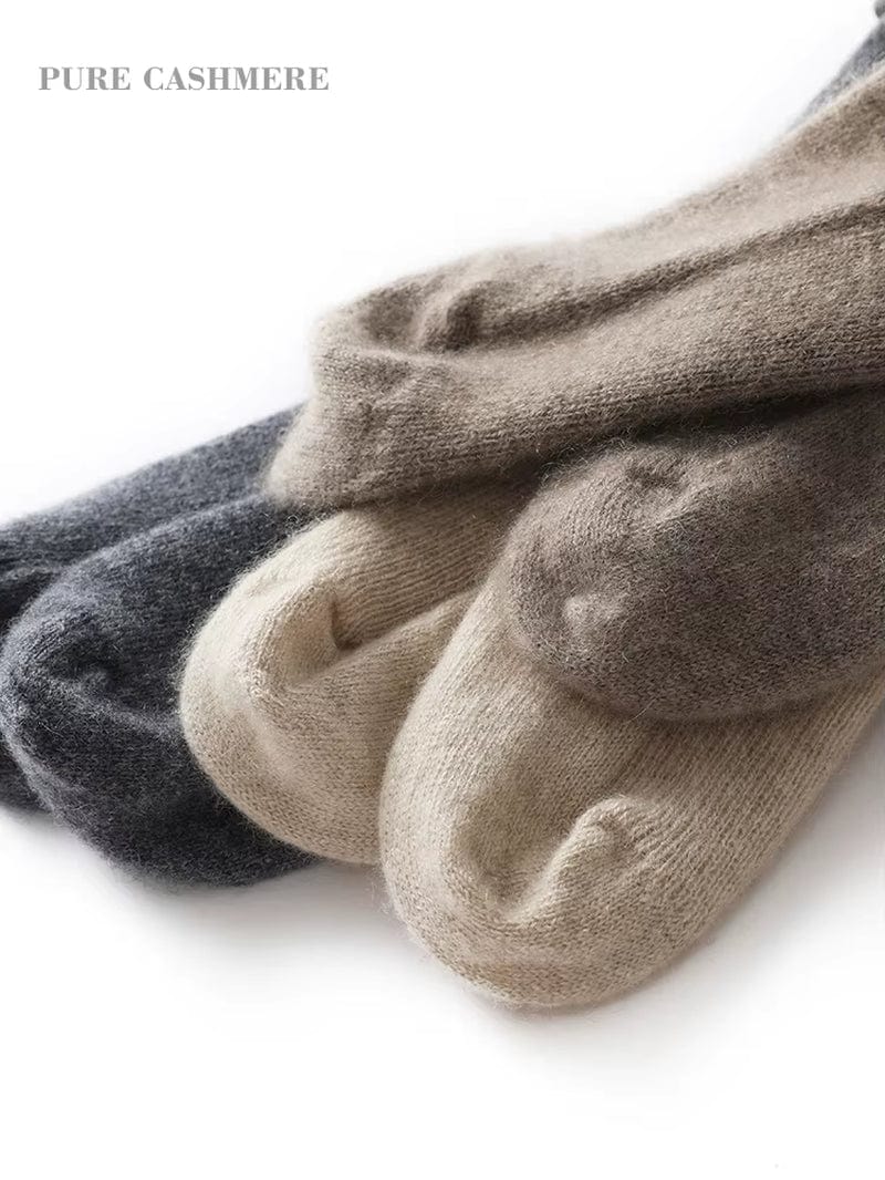 100% Pure Cashmere Lounge Socks Winter Women'S Knitted Home Hospital Warm Sleep Soft Mid-Calf Sock Luxurious Christmas Non Slip