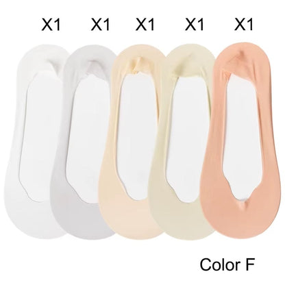 5 Pairs/ Lot Woman Socks New Summer Ultrathin Solid Color Invisible No Show Socks Set Breathable Anti-Slip Socks Slippers Casual