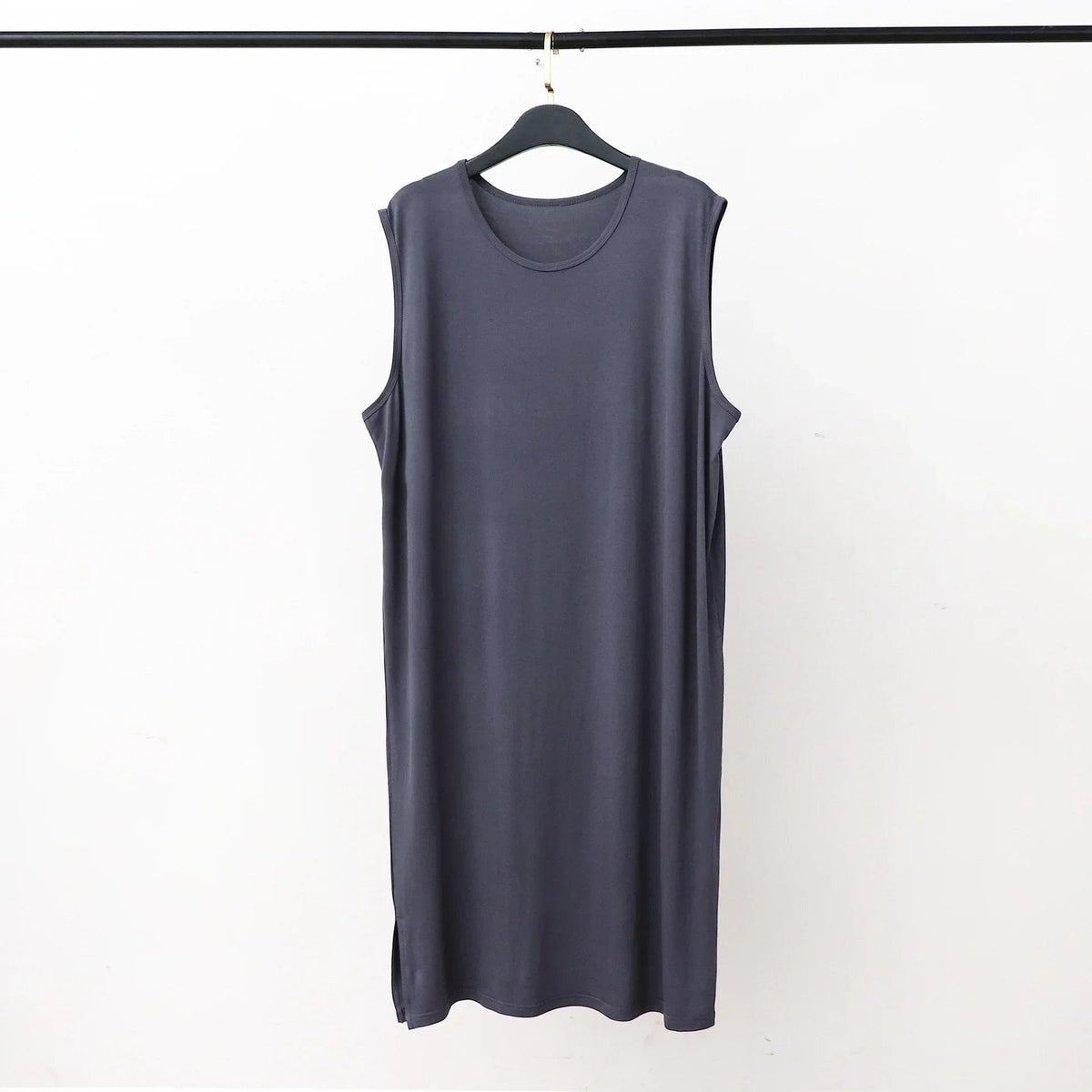 Modal Men'S Pajama Sleepwear Dress for Summer Vest Style Sleeveless Long Bathrobe Large Size Loose Soft Comfortable Night Dress