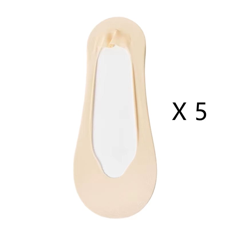 5 Pairs/ Lot Woman Socks New Summer Ultrathin Solid Color Invisible No Show Socks Set Breathable Anti-Slip Socks Slippers Casual