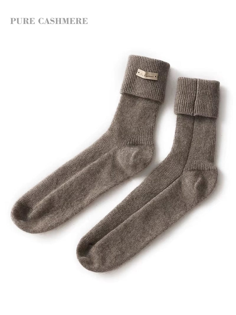 100% Pure Cashmere Lounge Socks Winter Women'S Knitted Home Hospital Warm Sleep Soft Mid-Calf Sock Luxurious Christmas Non Slip