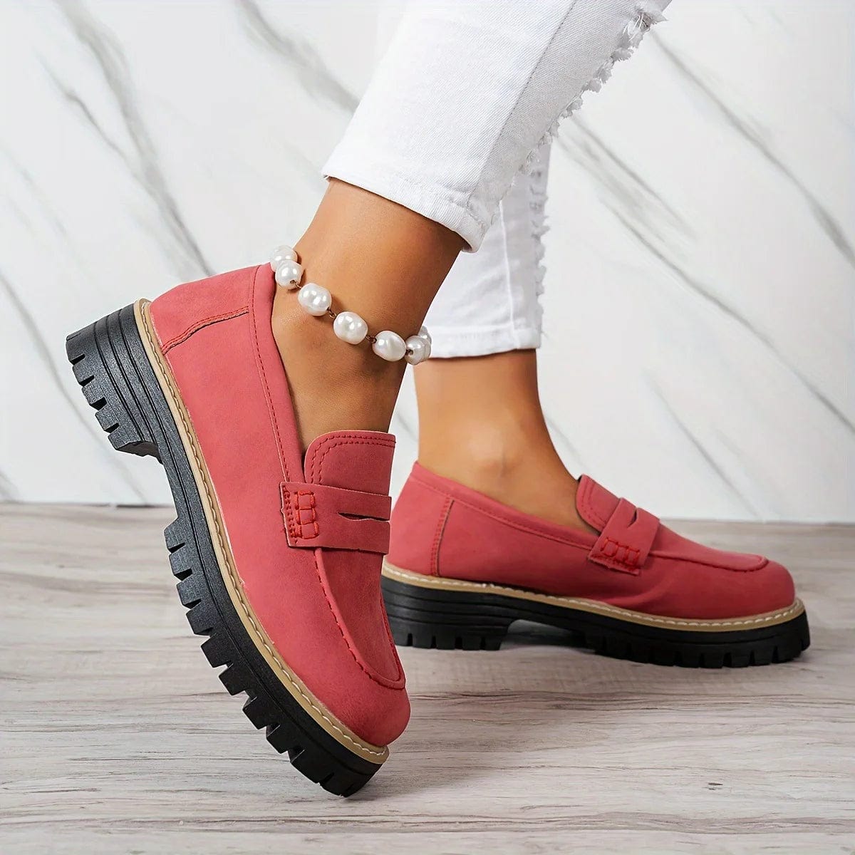2025 New Autumn Loafers Large Size Casual British Style Shoes for Women Chunky Heel Flat Woman Shoes Retro Platform Sneakers