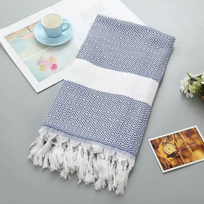 Turkish Sports™ Sauna & Beach Towel - Extra Large Terry Cloth with Tassel