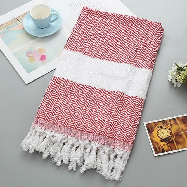 Turkish Sports™ Sauna & Beach Towel - Extra Large Terry Cloth with Tassel