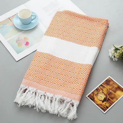 Turkish Sports™ Sauna & Beach Towel - Extra Large Terry Cloth with Tassel