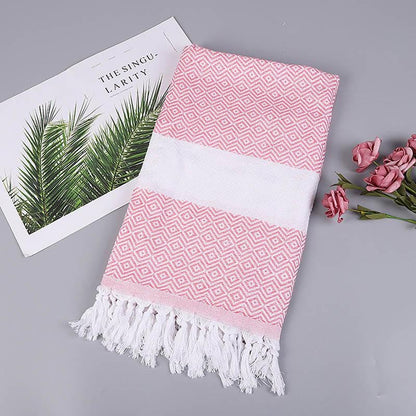 Turkish Sports™ Sauna & Beach Towel - Extra Large Terry Cloth with Tassel