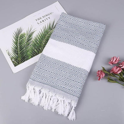 Turkish Sports™ Sauna & Beach Towel - Extra Large Terry Cloth with Tassel