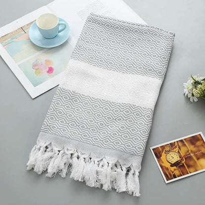 Turkish Sports™ Sauna & Beach Towel - Extra Large Terry Cloth with Tassel