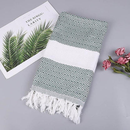 Turkish Sports™ Sauna & Beach Towel - Extra Large Terry Cloth with Tassel