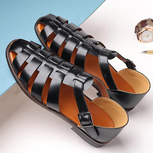 Hallouma Leather Sandals Men Trendy Summer Roman Shoes