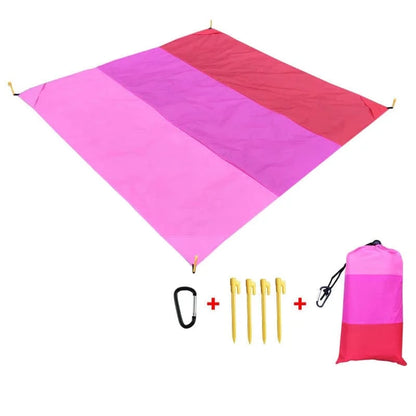 OverSized Beach Towel Sandproof, Extra Large Beach Mat, Big & Compact Sand Free Mat Quick Drying, Lightweight & Durable with 6 Stakes & 4 Corner Pockets
