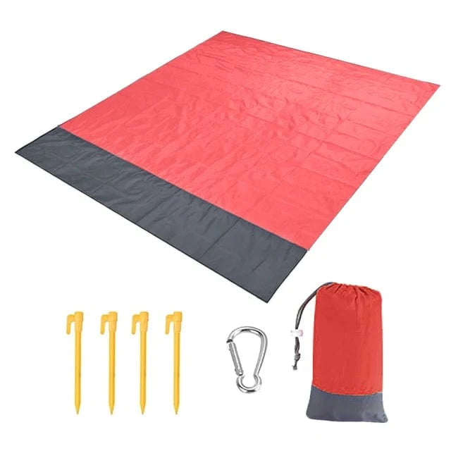OverSized Beach Towel Sandproof, Extra Large Beach Mat, Big & Compact Sand Free Mat Quick Drying, Lightweight & Durable with 6 Stakes & 4 Corner Pockets