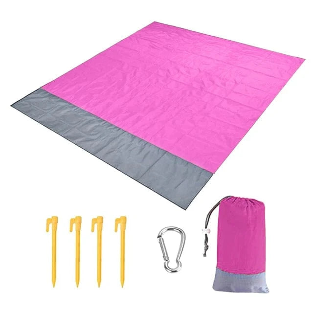 OverSized Beach Towel Sandproof, Extra Large Beach Mat, Big & Compact Sand Free Mat Quick Drying, Lightweight & Durable with 6 Stakes & 4 Corner Pockets