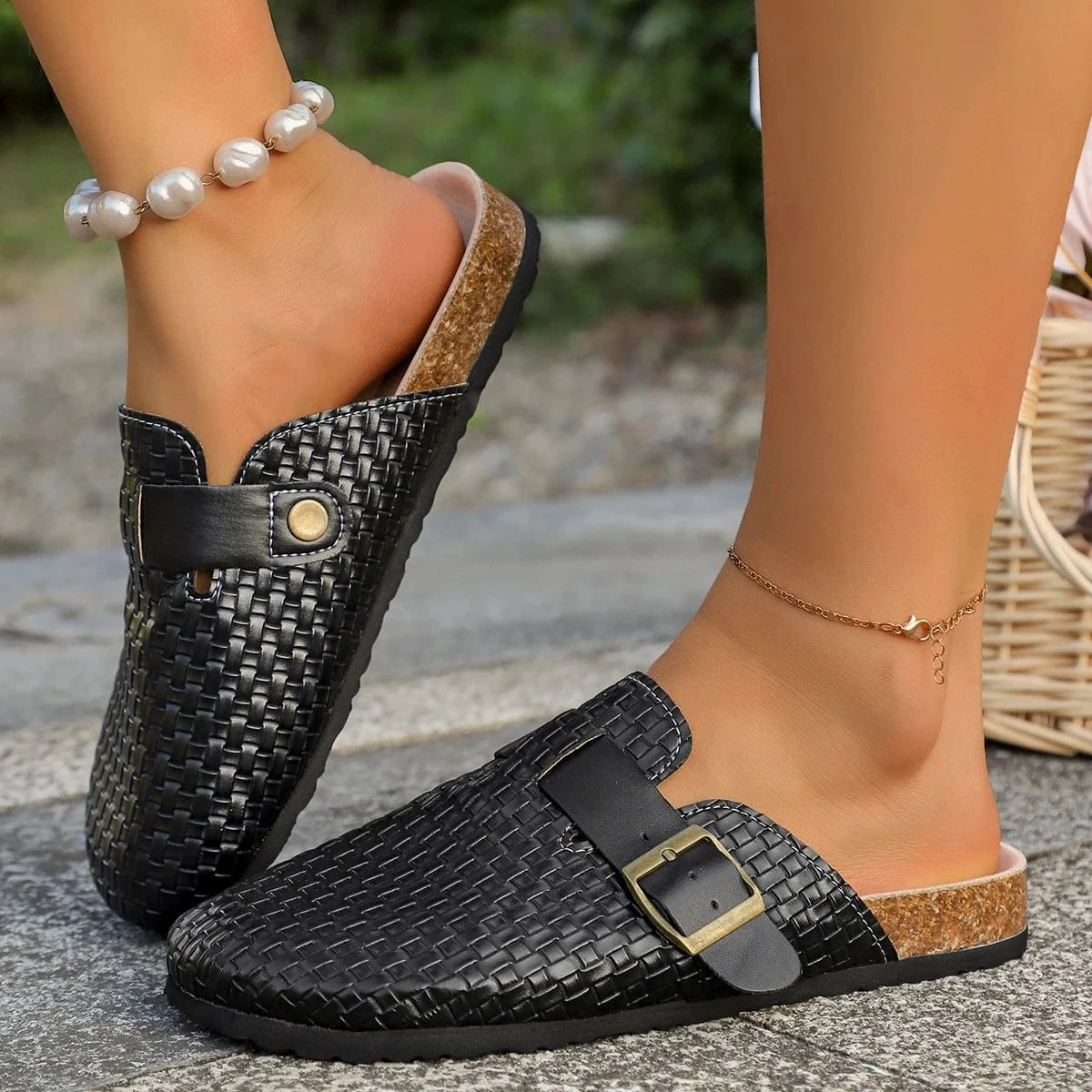 Breezewalk™ Suede Cork Mules – Women’s Arch-Support Slippers