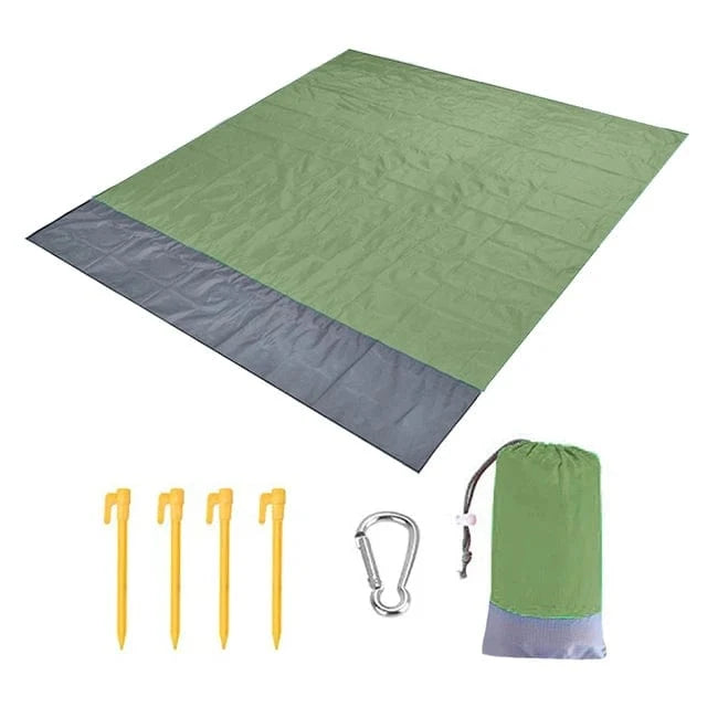 OverSized Beach Towel Sandproof, Extra Large Beach Mat, Big & Compact Sand Free Mat Quick Drying, Lightweight & Durable with 6 Stakes & 4 Corner Pockets