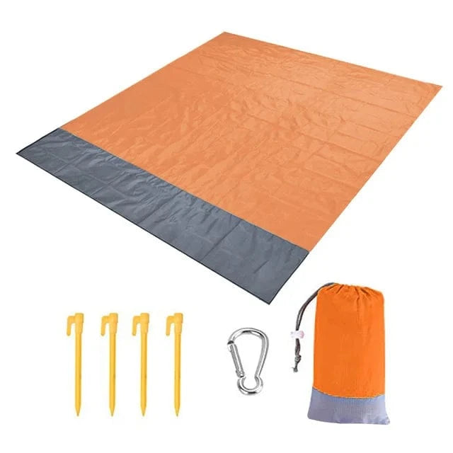 OverSized Beach Towel Sandproof, Extra Large Beach Mat, Big & Compact Sand Free Mat Quick Drying, Lightweight & Durable with 6 Stakes & 4 Corner Pockets