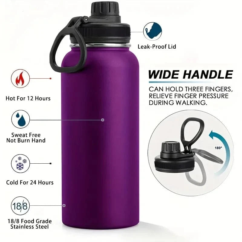 HydraVault™ 32oz Insulated Steel Flask – Stay Hot or Cold for Hours, Wherever You Go!