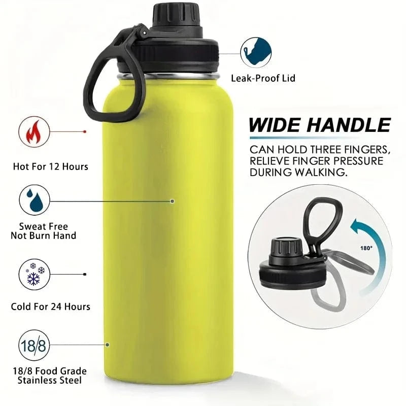 HydraVault™ 32oz Insulated Steel Flask – Stay Hot or Cold for Hours, Wherever You Go!