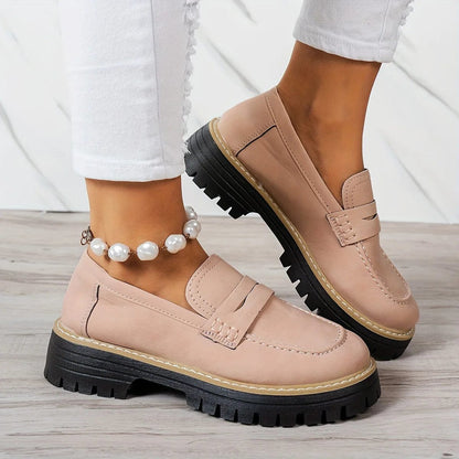 2025 New Autumn Loafers Large Size Casual British Style Shoes for Women Chunky Heel Flat Woman Shoes Retro Platform Sneakers