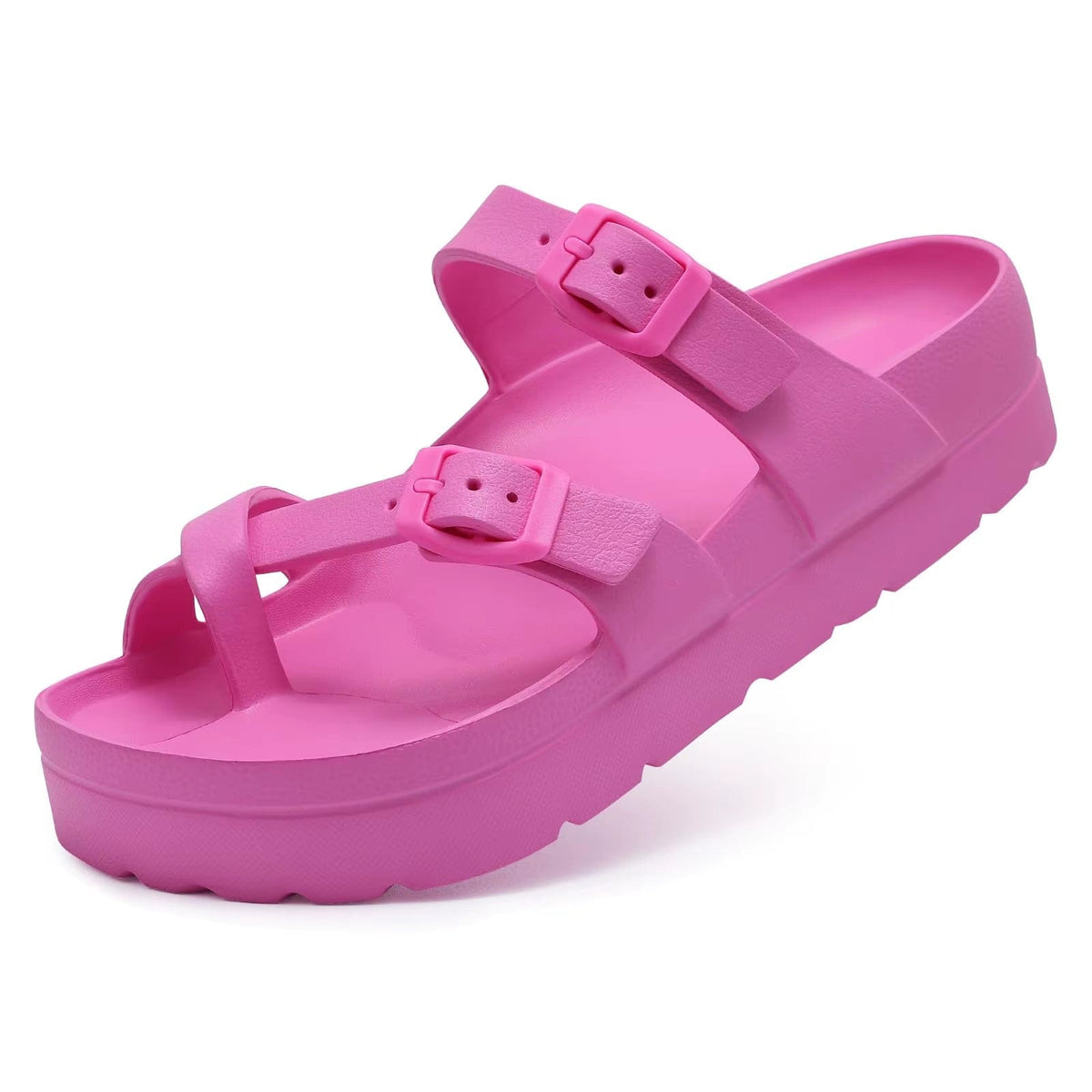 2025 Women'S Platform Sandals with Arch Support Lightweight Slip on Slides Summer Beach Sandals with Adjustable Buckle