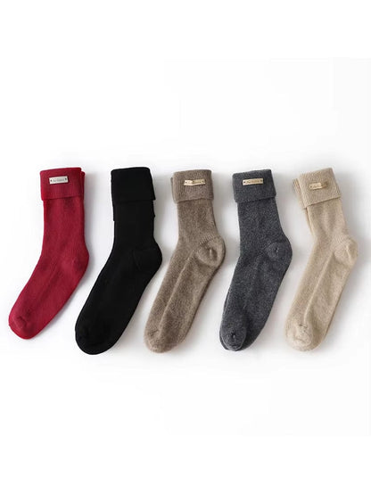 100% Pure Cashmere Lounge Socks Winter Women'S Knitted Home Hospital Warm Sleep Soft Mid-Calf Sock Luxurious Christmas Non Slip