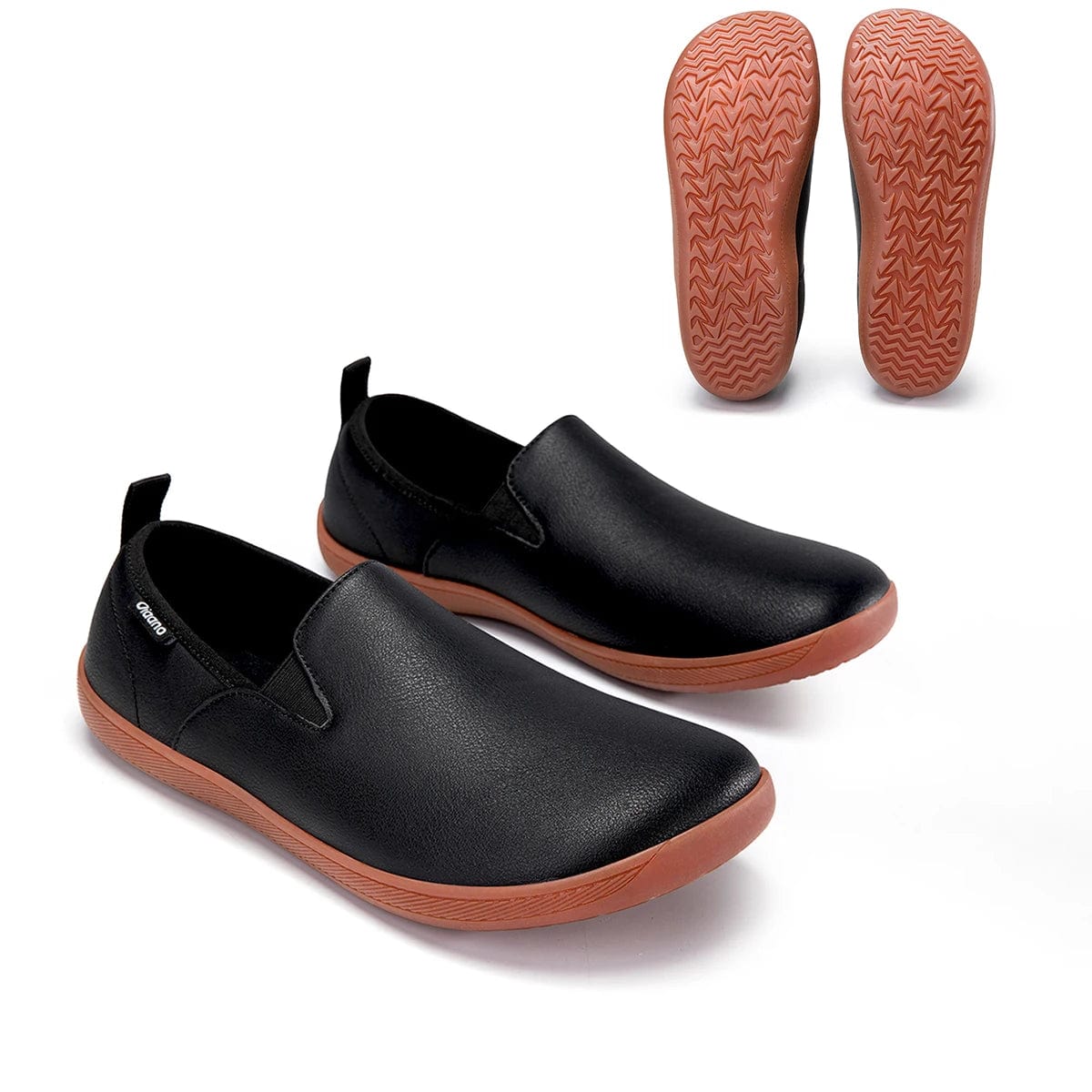 Oiaano Wide Toe Men Minimalist Shoes Comfortable Sneakers Leather Casual Shoes Black Slip on Leisure Loafers Drive Office