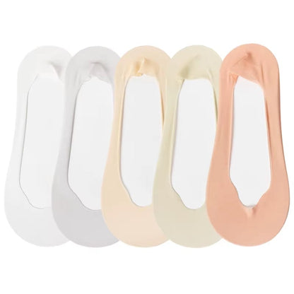 5 Pairs/ Lot Woman Socks New Summer Ultrathin Solid Color Invisible No Show Socks Set Breathable Anti-Slip Socks Slippers Casual